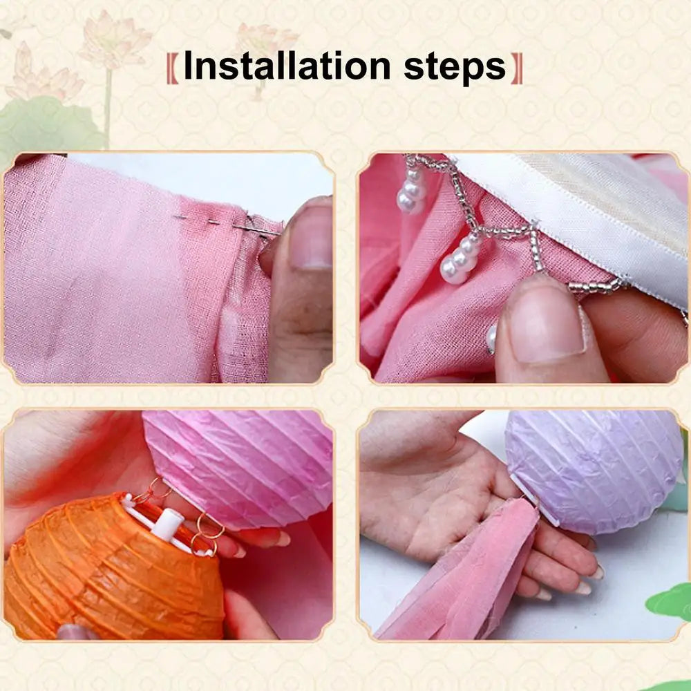 Chinese Lanterns With Lights Portable Chinese Mid Autumn Lantern Holiday Decor Retro Decorative Gauze Lamp LED Light For Friends