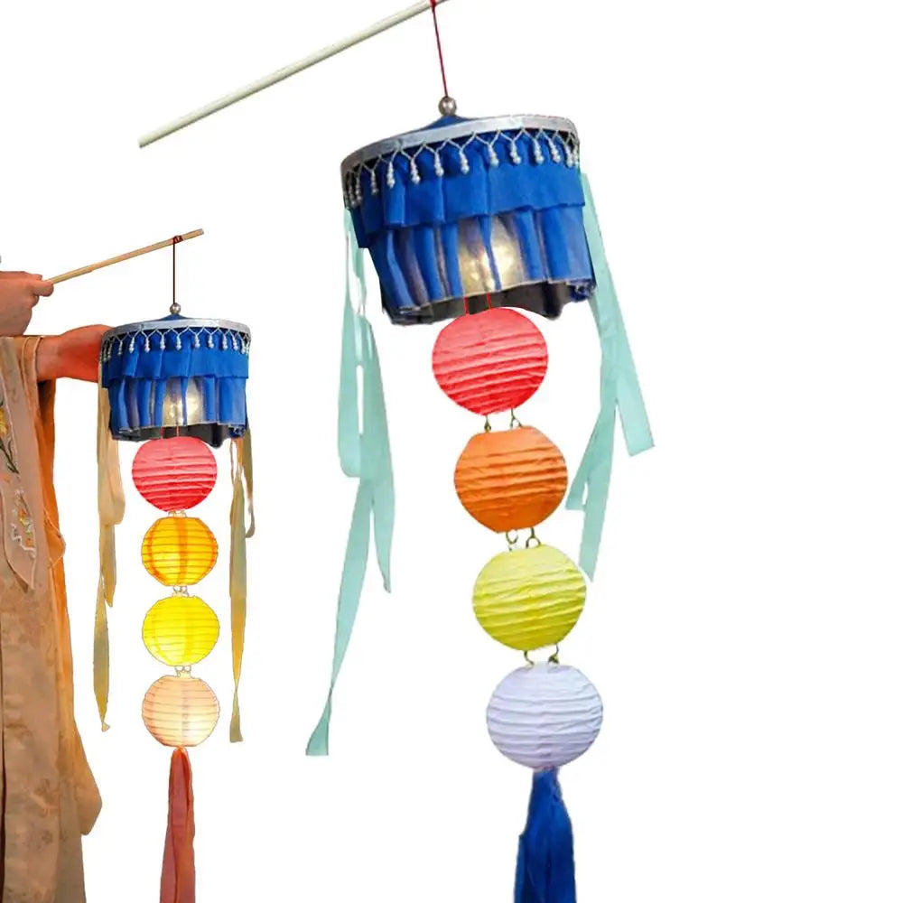 Chinese Lanterns With Lights Portable Chinese Mid Autumn Lantern Holiday Decor Retro Decorative Gauze Lamp LED Light For Friends
