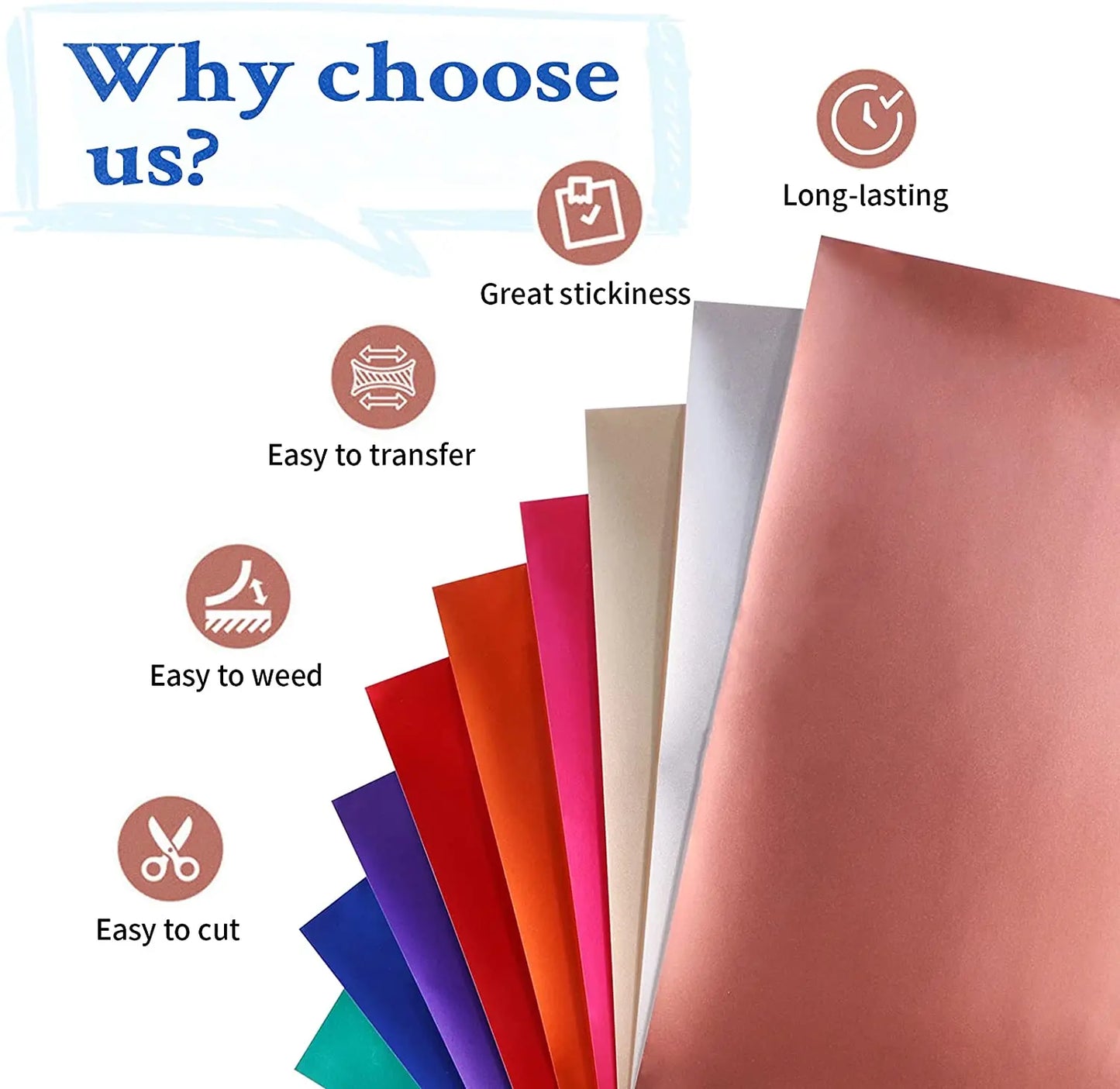 HTVRONT 9pcs 12"x12" Matte Metallic Permanent Adhesive Vinyl Bundle Sheets Sticky Craft Sticker Film for DIY Decor