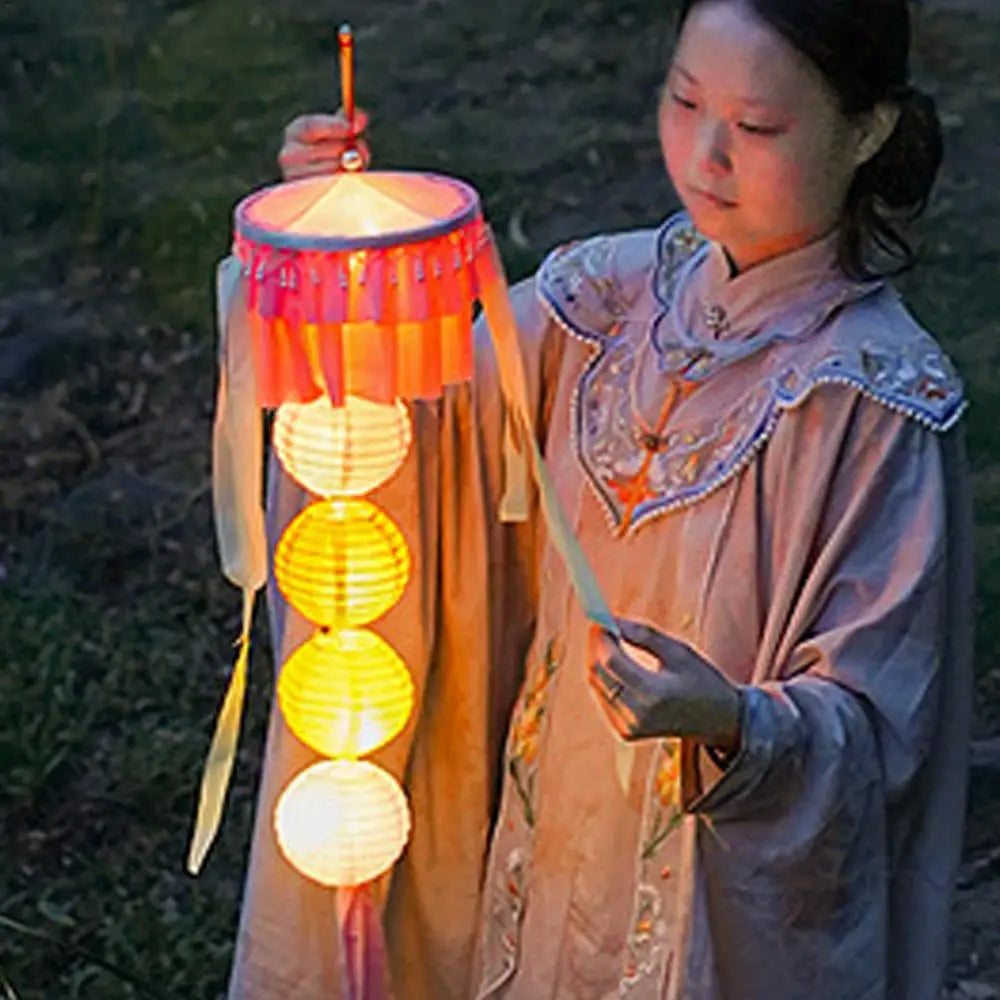 Chinese Lanterns With Lights Portable Chinese Mid Autumn Lantern Holiday Decor Retro Decorative Gauze Lamp LED Light For Friends