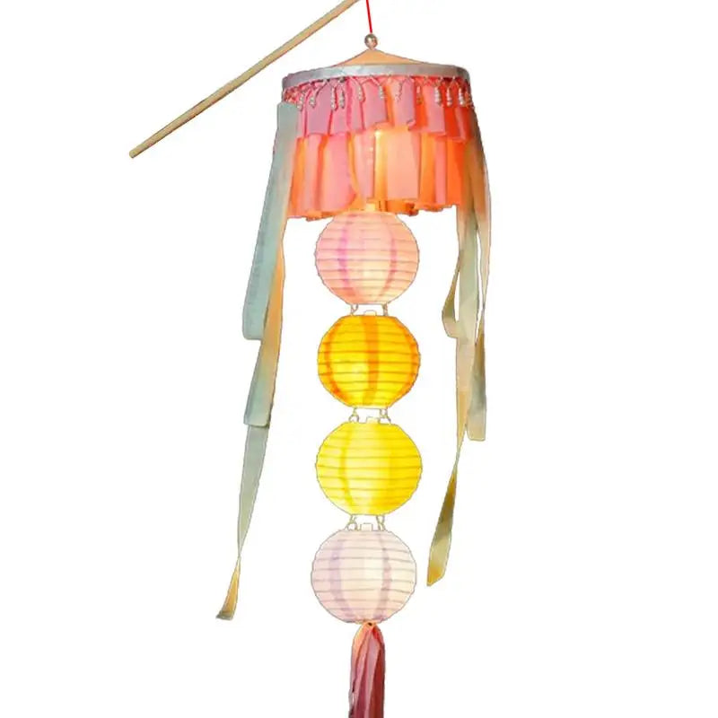 Chinese Lanterns With Lights Portable Chinese Mid Autumn Lantern Holiday Decor Retro Decorative Gauze Lamp LED Light For Friends