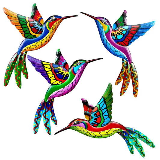 Metal Outdoor Wall Art Decor Colorful Garden Birds Sculpture Outdoor Iron Hanging Decor Ornaments for Fence Patio Balcony