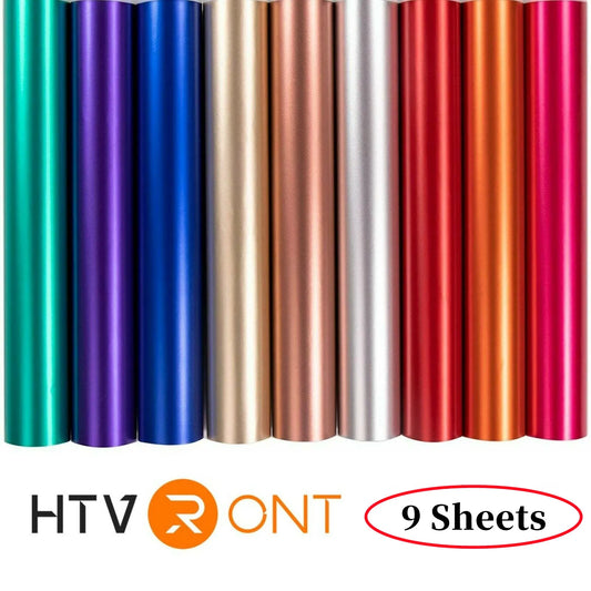 HTVRONT 9pcs 12"x12" Matte Metallic Permanent Adhesive Vinyl Bundle Sheets Sticky Craft Sticker Film for DIY Decor