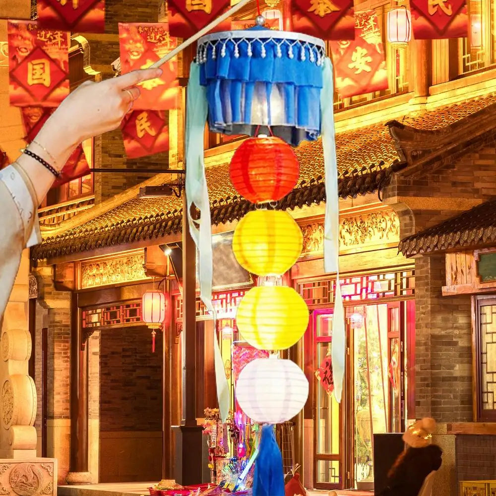 Chinese Lanterns With Lights Portable Chinese Mid Autumn Lantern Holiday Decor Retro Decorative Gauze Lamp LED Light For Friends