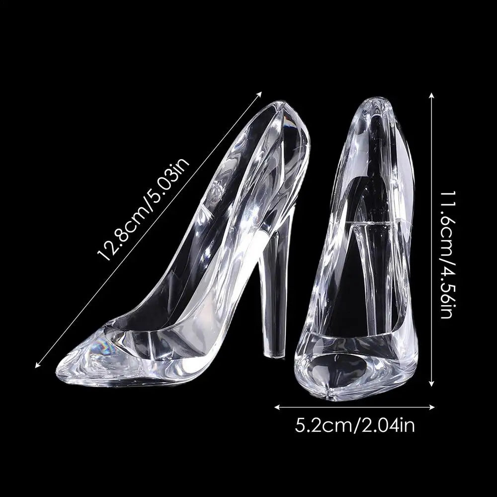 Cinderellas Crystal Glass Slipper Shoe Transparent Acrylic High-Heeled Shoes Figurines Wedding Decoration Beautiful Home Decor