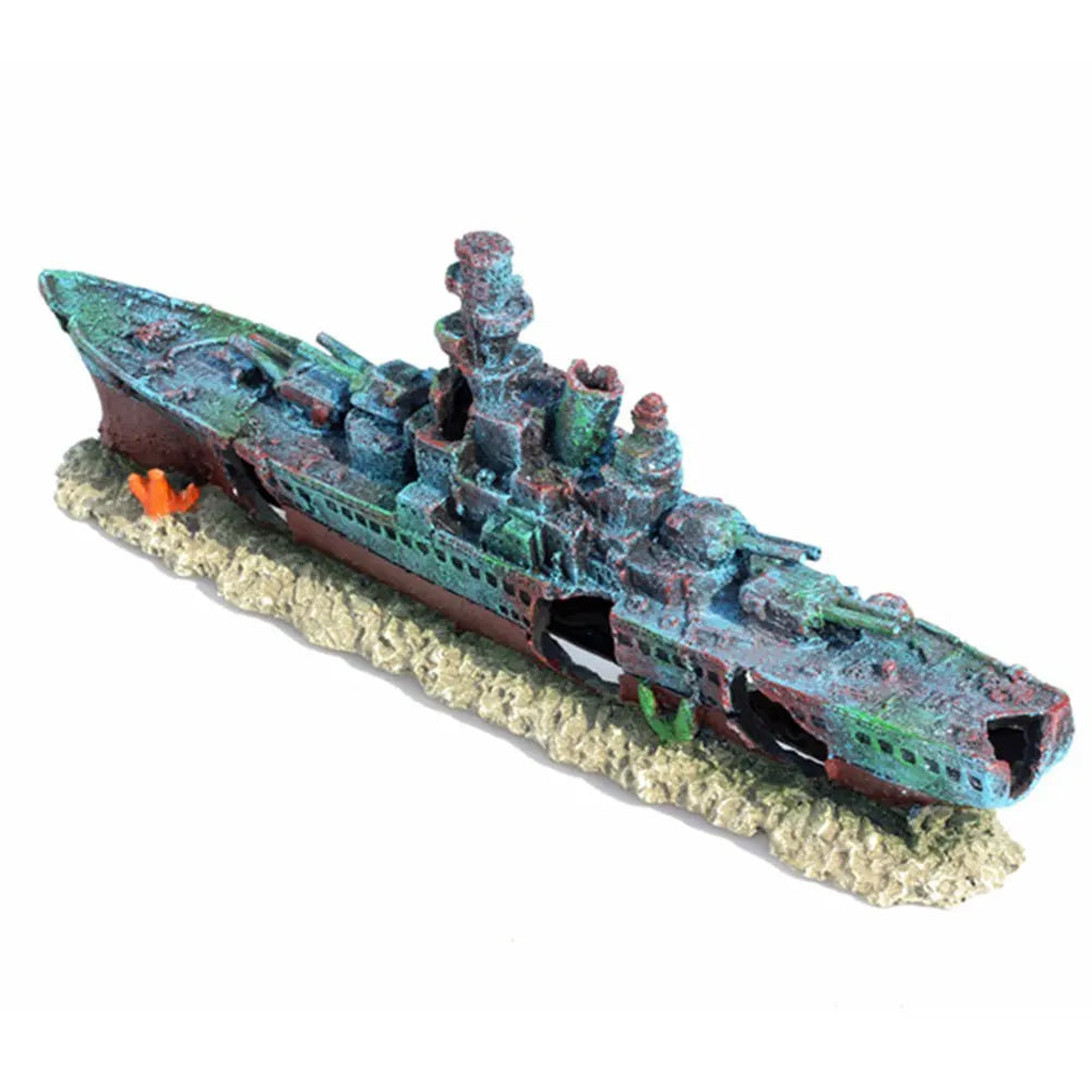 Aquarium Resin Sunken Pirate Ship Multifunction Warship Handicrafts Shipwreck Decorations for Fish Tank Cave Decor Accessories