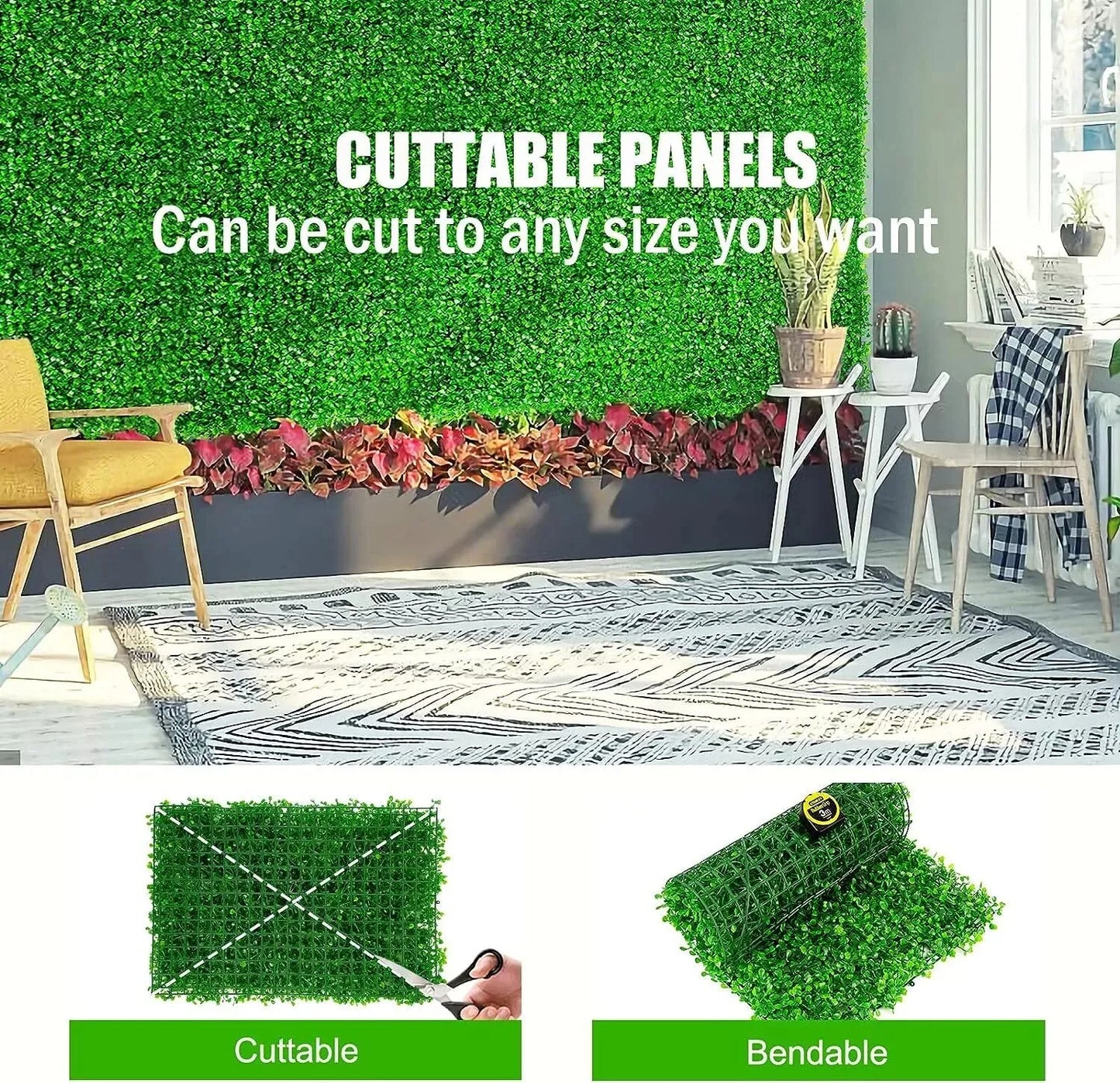 Artificial Bright Green Plant Wall Landscape Christmas Home Decoration Fake Plants Lawn Privacy Fence, Boxwood Grass Panel Decor