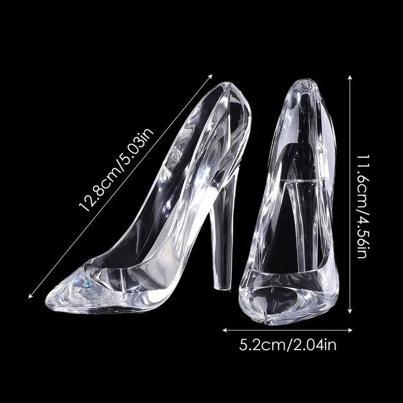 Cinderellas Crystal Glass Slipper Shoe Transparent Acrylic High-Heeled Shoes Figurines Wedding Decoration Beautiful Home Decor