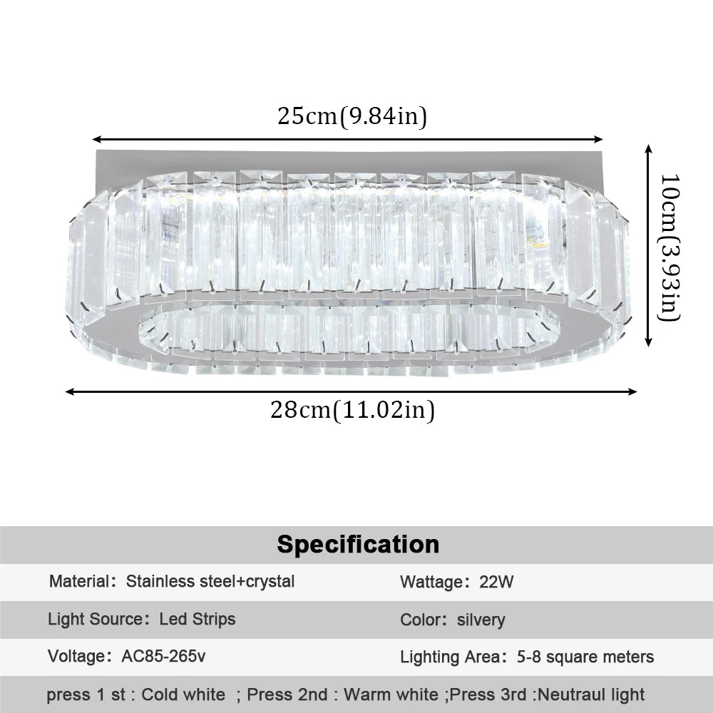 Modern Pendant Light Oval Design Led Chandelier Crystal Hanging Ceiling Lamp Lustre Fixture Living Room Kitchen Island Decor