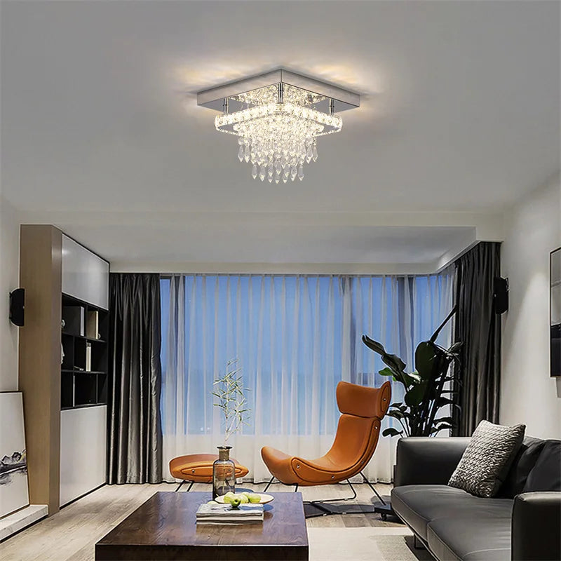 K9 Crystal Ceiling Light Living Room Bedroom Led Chandelier Lustre Aisle Luminaire Luxury Home Decor Pendant Lamp Hanging Lighti