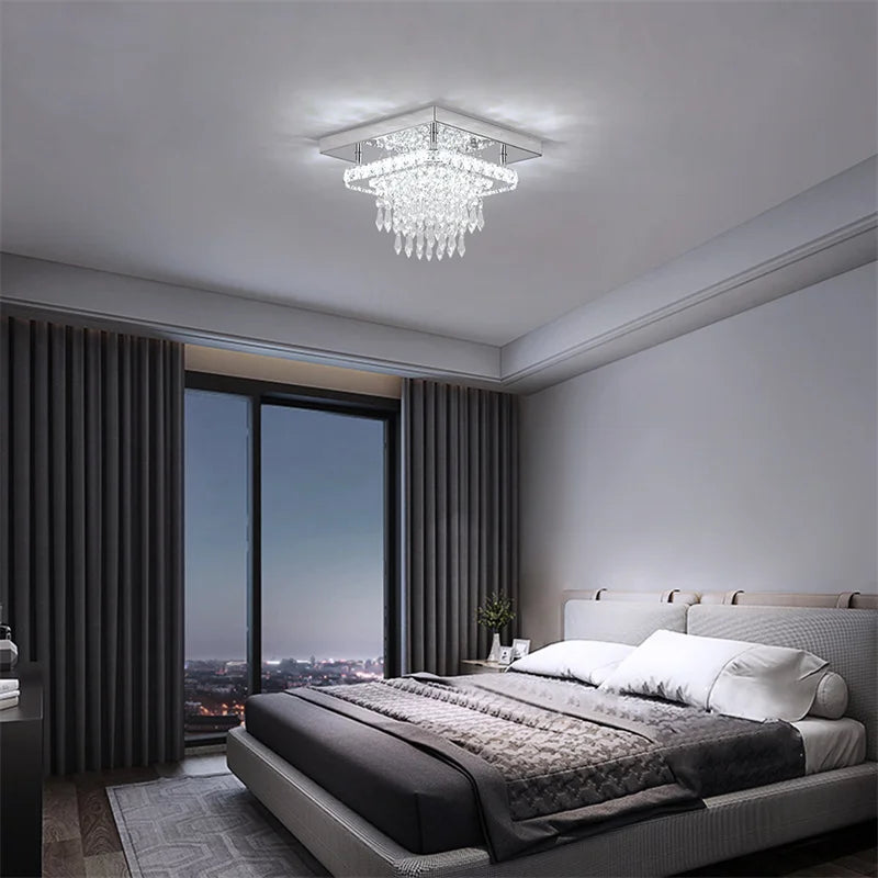 K9 Crystal Ceiling Light Living Room Bedroom Led Chandelier Lustre Aisle Luminaire Luxury Home Decor Pendant Lamp Hanging Lighti