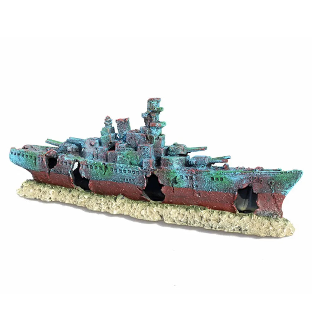 Aquarium Resin Sunken Pirate Ship Multifunction Warship Handicrafts Shipwreck Decorations for Fish Tank Cave Decor Accessories