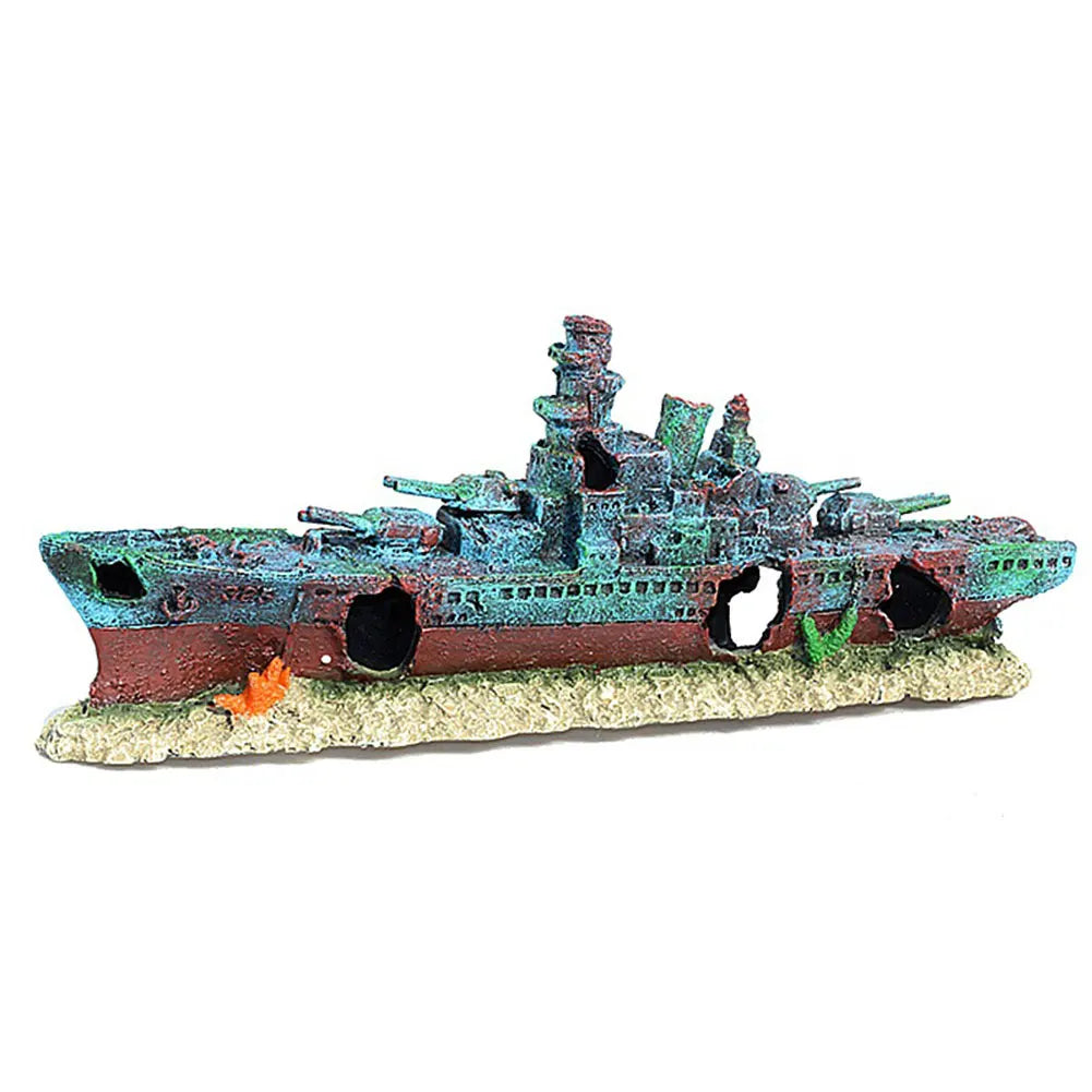 Aquarium Resin Sunken Pirate Ship Multifunction Warship Handicrafts Shipwreck Decorations for Fish Tank Cave Decor Accessories