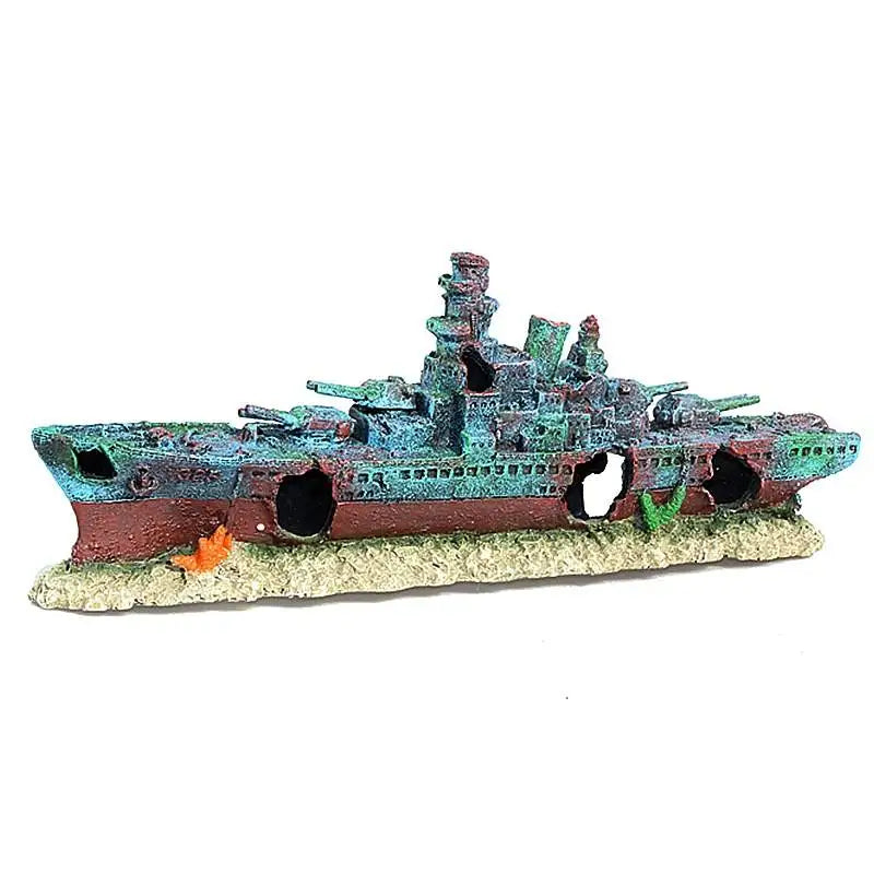 Aquarium Resin Sunken Pirate Ship Multifunction Warship Handicrafts Shipwreck Decorations for Fish Tank Cave Decor Accessories