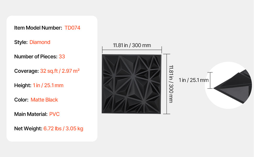 VEVOR 3D Wall Panels PVC Modern Art Minimalist Diamond Tiles Coverage Accent Wall Panel Interior Home Decor for Ceiling Bedroom