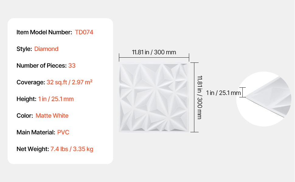 VEVOR 3D Wall Panels PVC Modern Art Minimalist Diamond Tiles Coverage Accent Wall Panel Interior Home Decor for Ceiling Bedroom