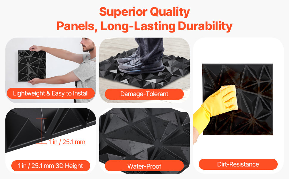 VEVOR 3D Wall Panels PVC Modern Art Minimalist Diamond Tiles Coverage Accent Wall Panel Interior Home Decor for Ceiling Bedroom